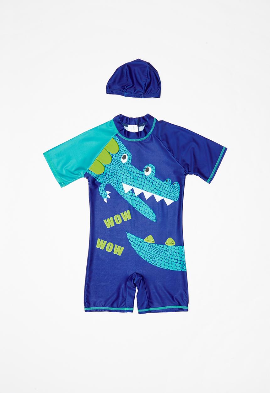 Pop Candy - Croc 2 pc swim suit - blue & green 
