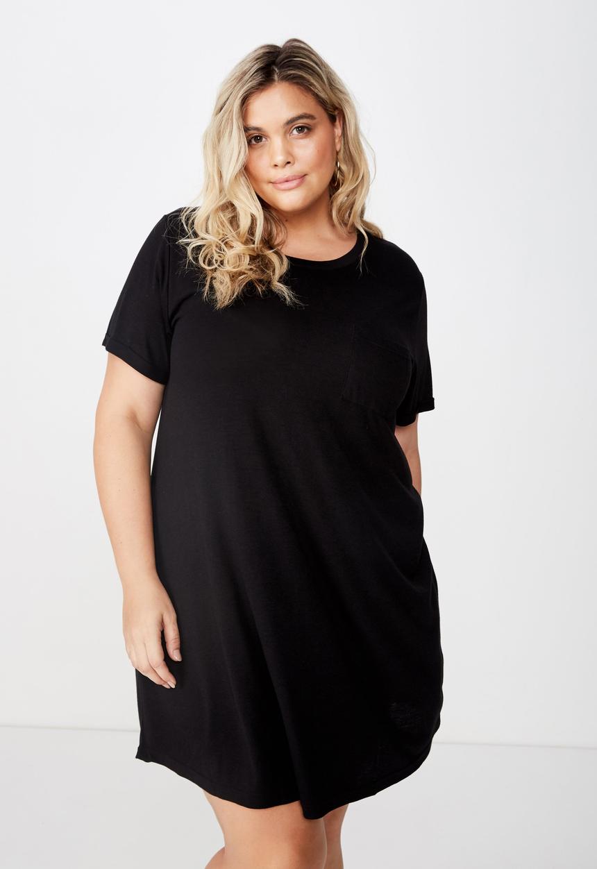 Cotton On - Curve relaxed tee dress  - black