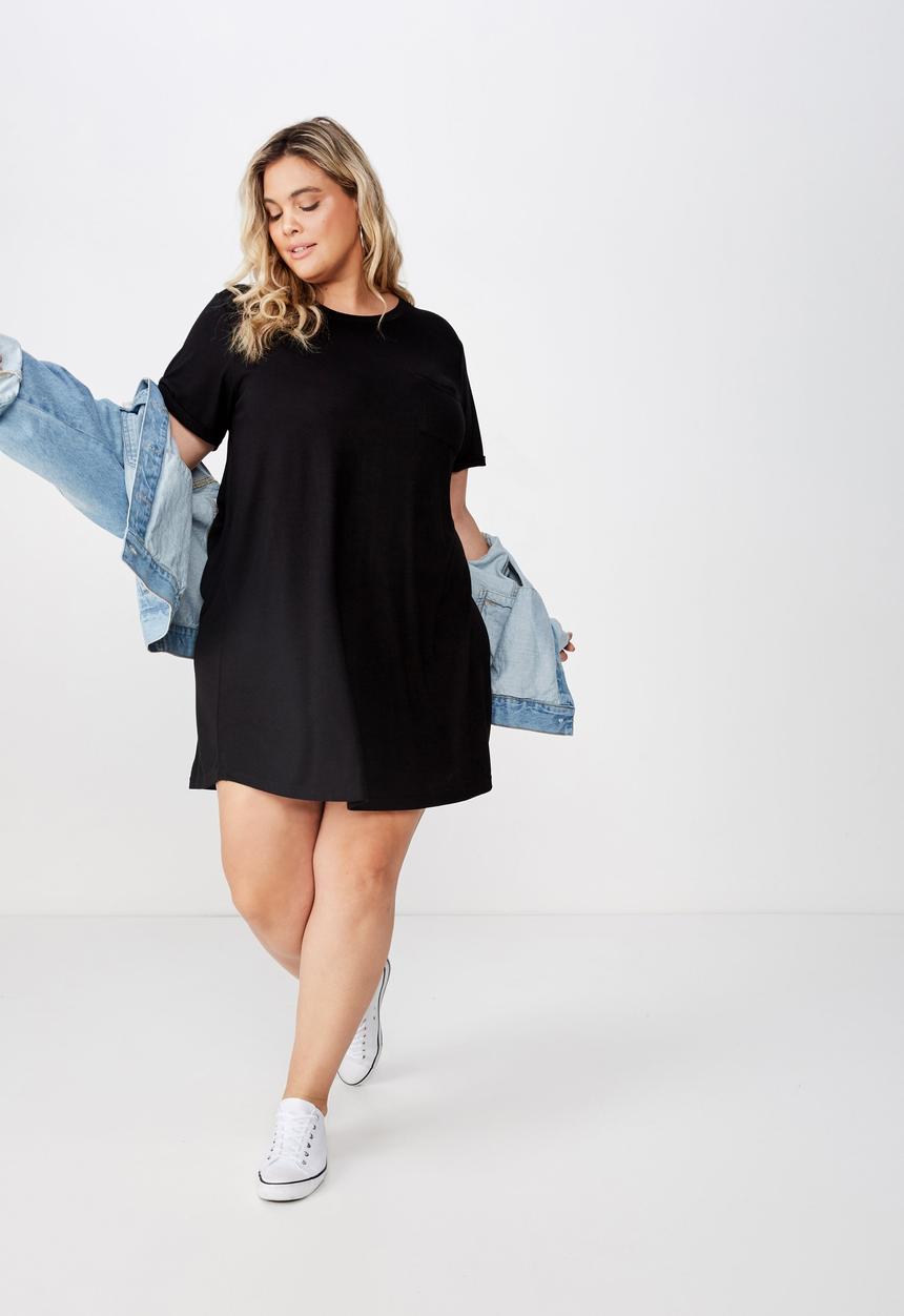 Cotton On - Curve relaxed tee dress  - black