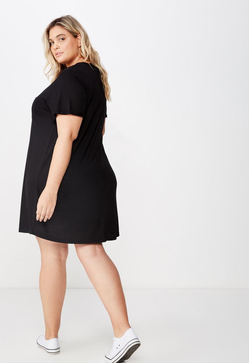 Cotton On - Curve relaxed tee dress  - black
