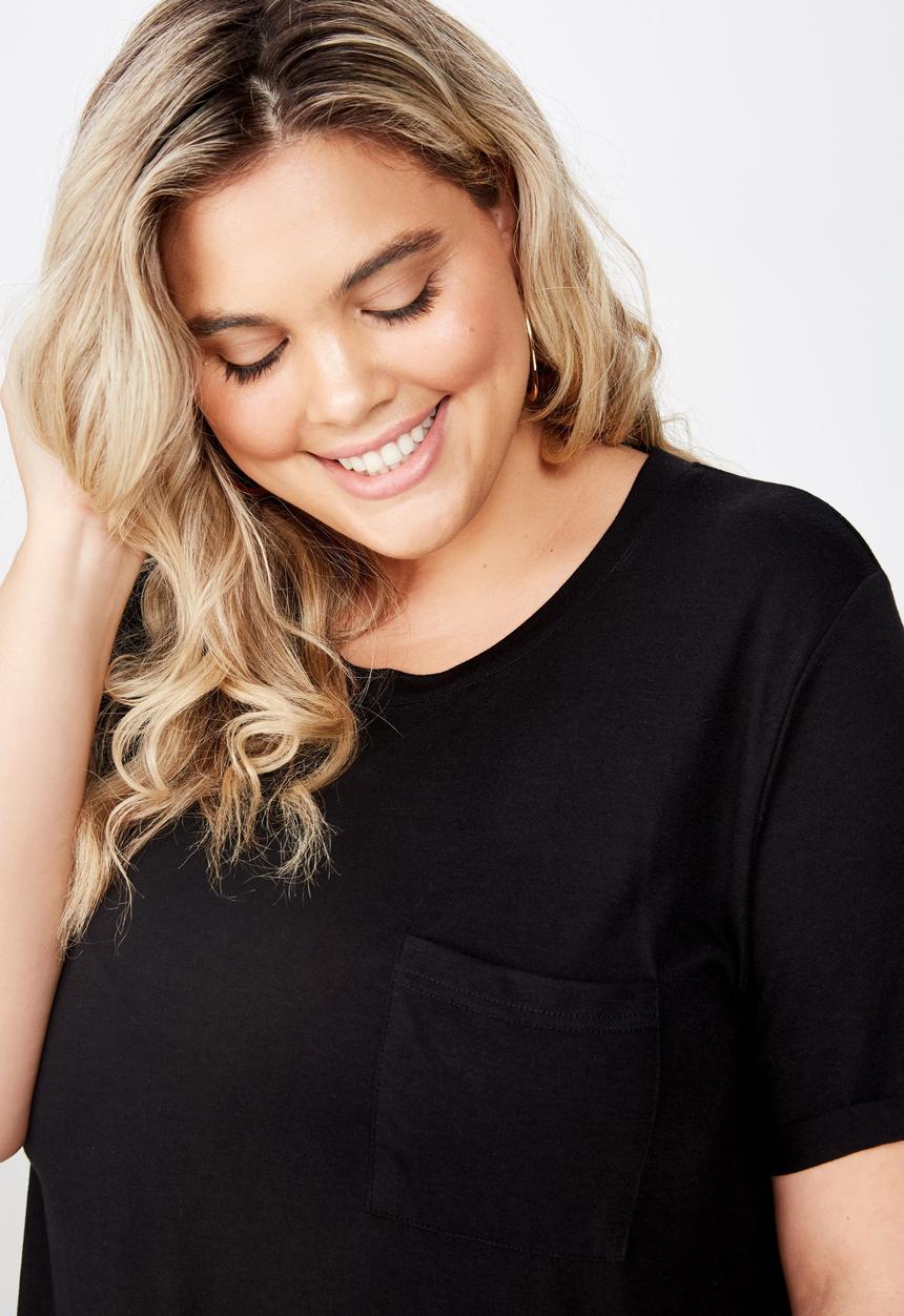 Cotton On - Curve relaxed tee dress  - black