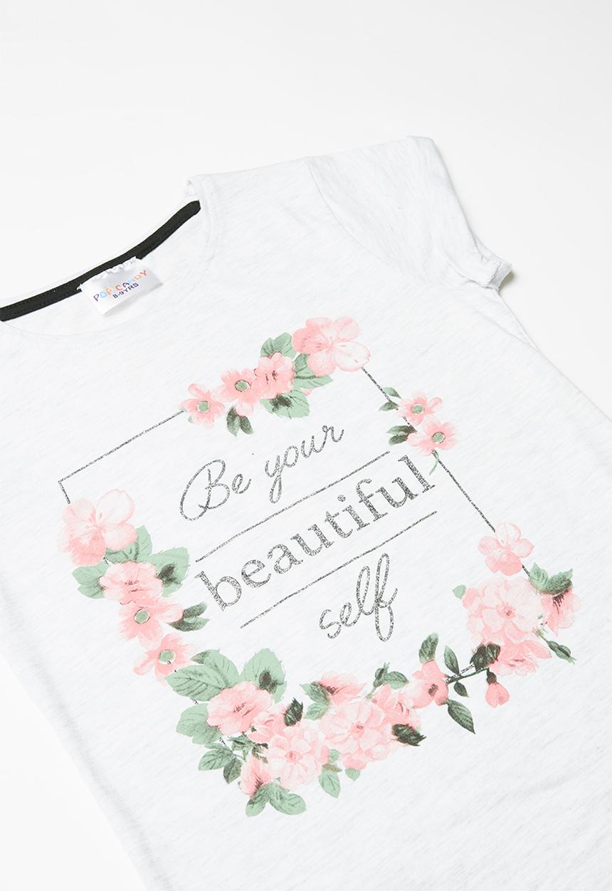 Pop Candy - Girls printed tee - grey 