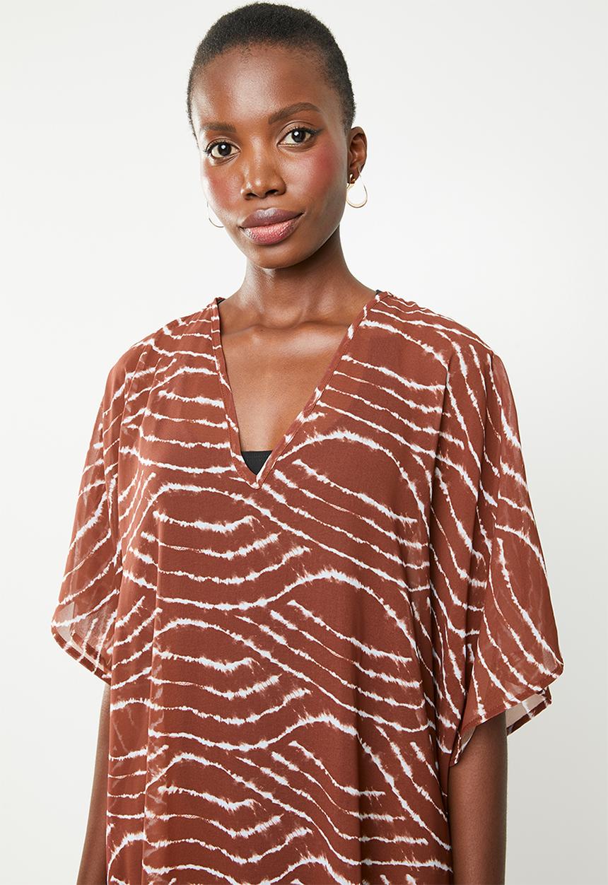 Superbalist - Tassle detail kaftan - brown & white