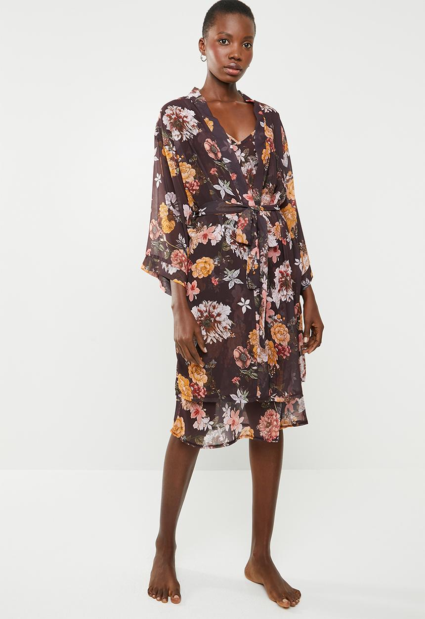 Superbalist - Belted sheer robe - burgundy