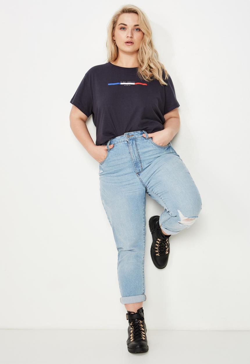 Cotton On - Curve graphic tee  - navy
