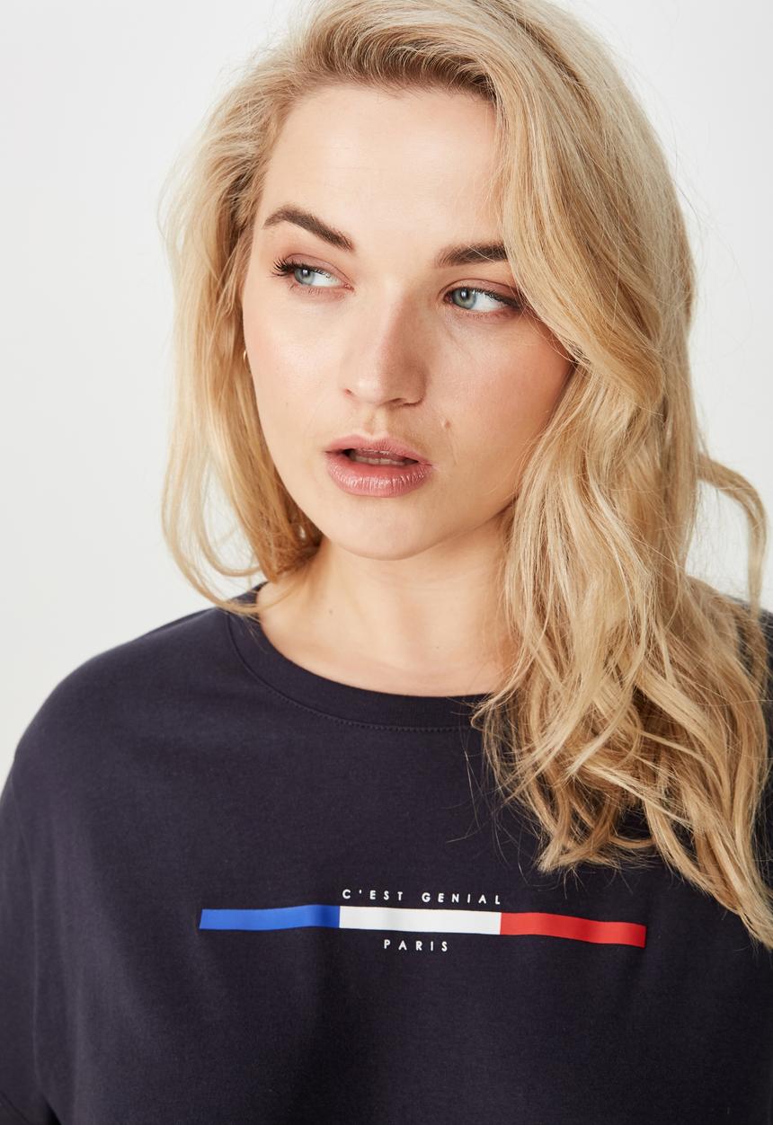 Cotton On - Curve graphic tee  - navy
