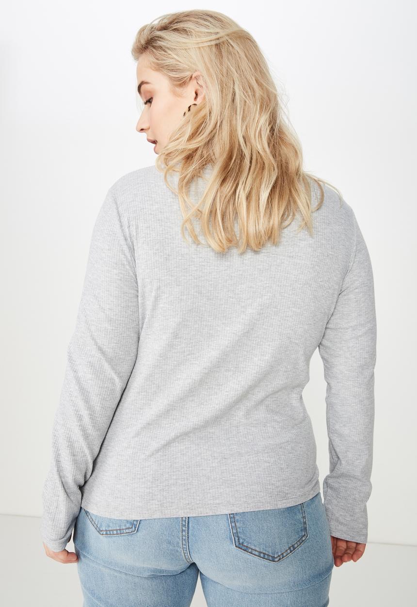 Cotton On - Curve round neck long sleeve  - grey