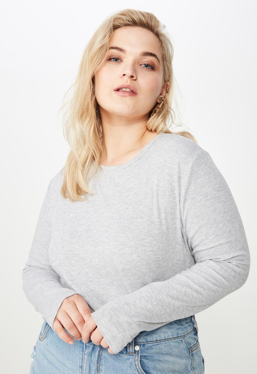 Cotton On - Curve round neck long sleeve  - grey