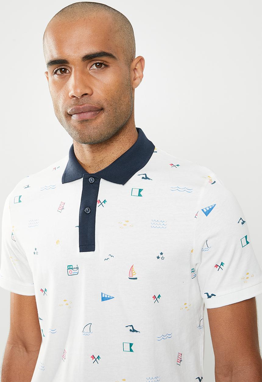 Jack & Jones - Scrippler short sleeve polo - navy & white