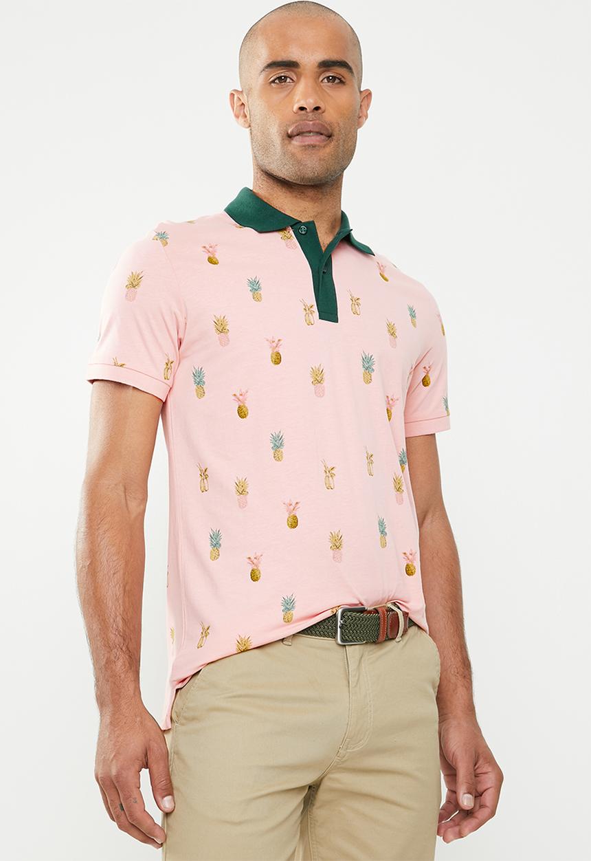 Jack & Jones - Scrippler short sleeve polo - pink & green