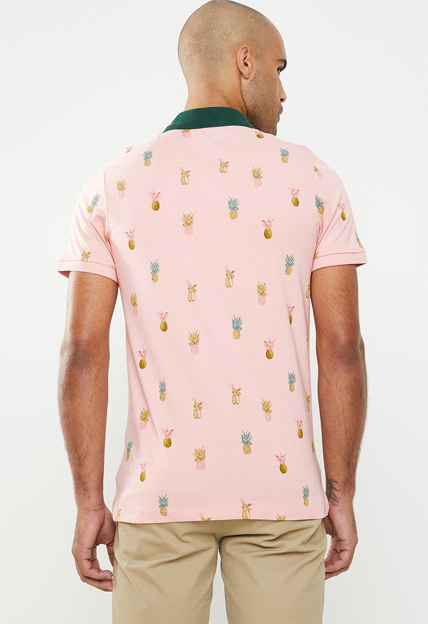 Jack & Jones - Scrippler short sleeve polo - pink & green