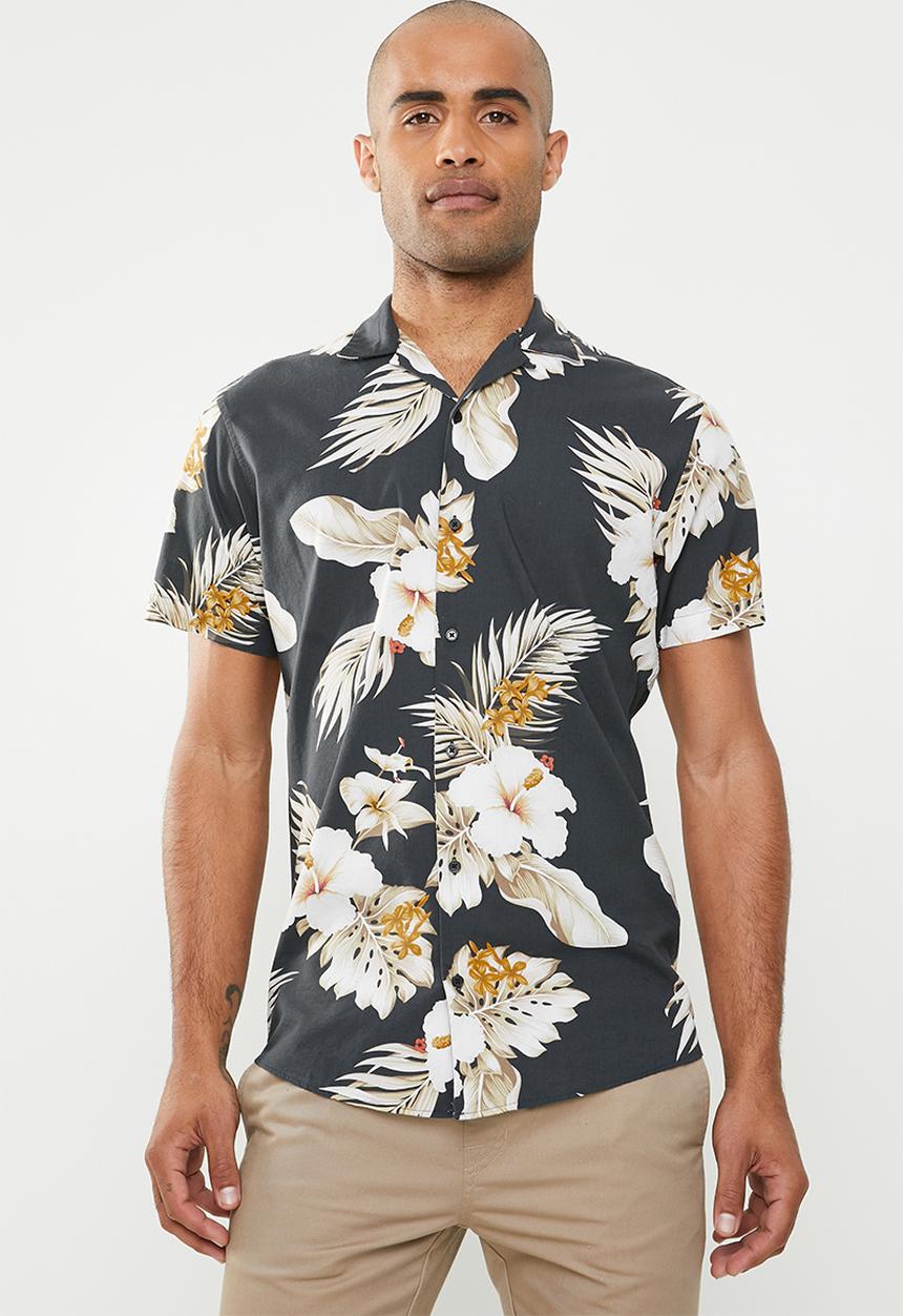 Jack & Jones - Hawaii resort short sleeve shirt - charcoal