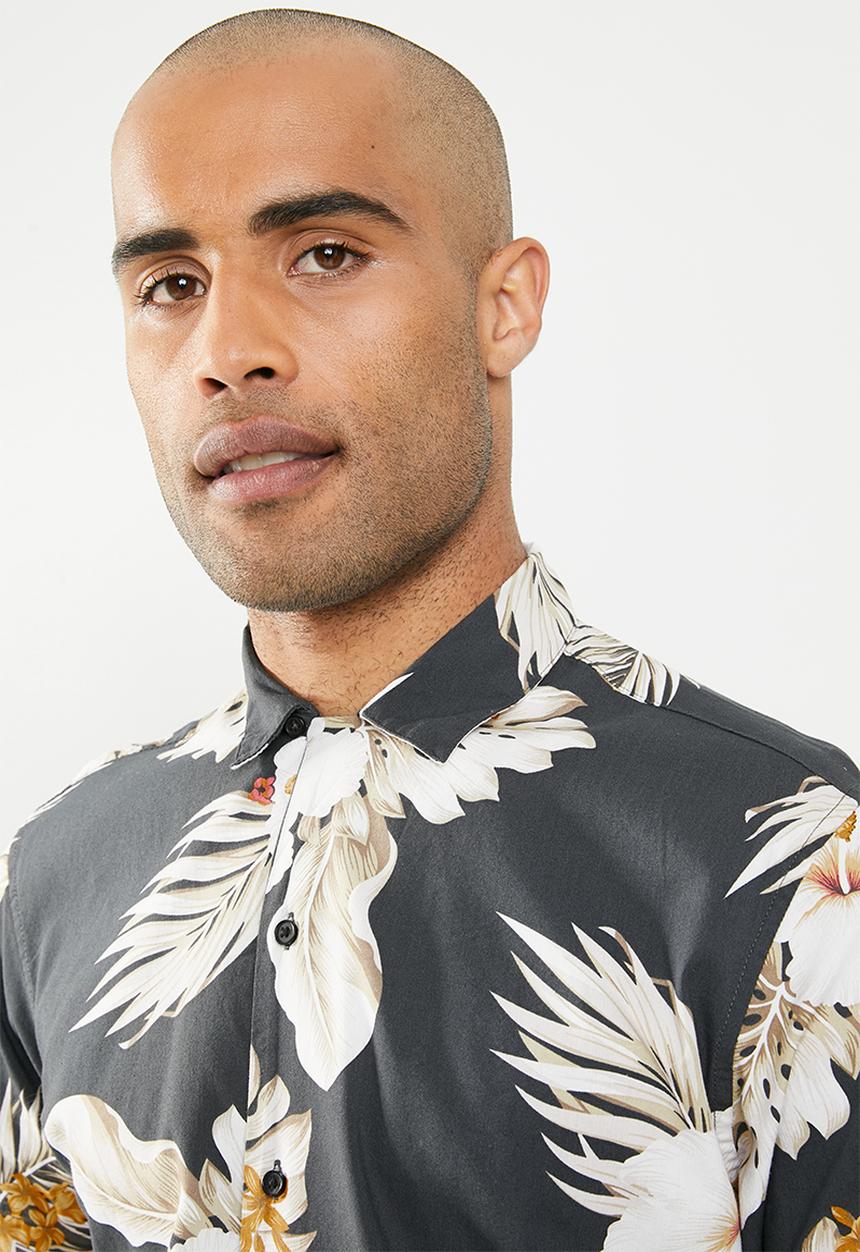 Jack & Jones - Hawaii resort short sleeve shirt - charcoal