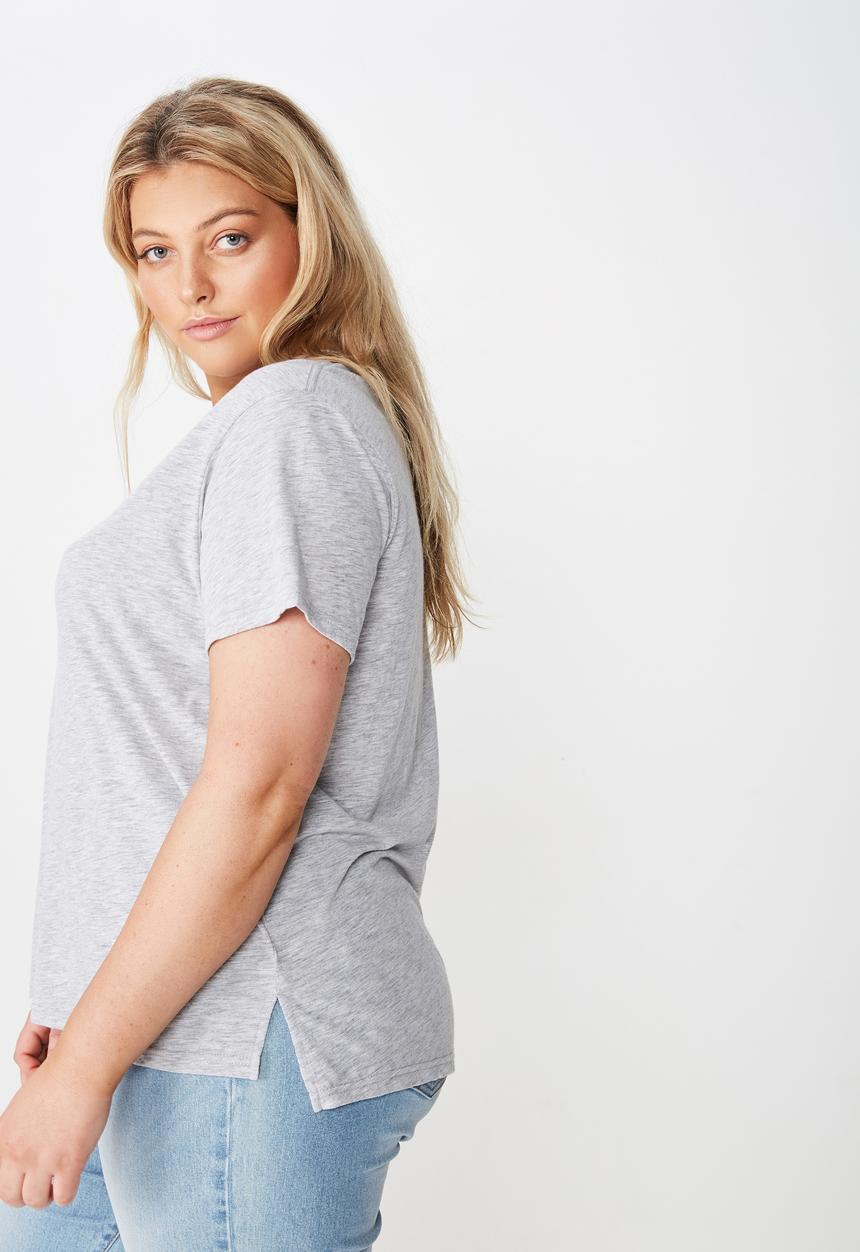 Cotton On - Curve crew neck tee  - grey