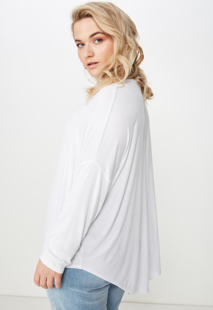 Cotton On - Curve batwing sleeve tee  - white