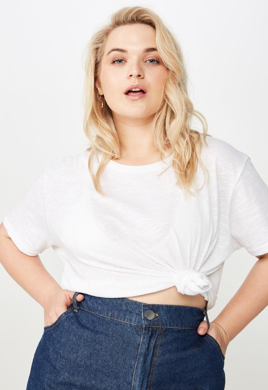 Cotton On - Curve crew neck tee  - white