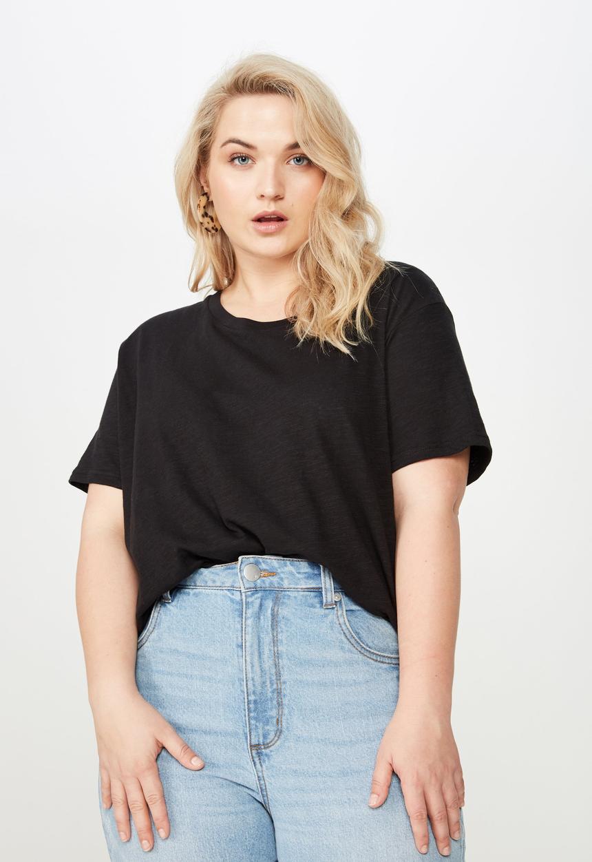 Cotton On - Curve crew neck tee  - black