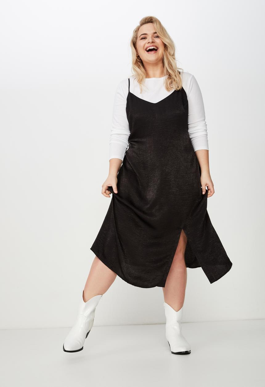 Cotton On - Curve slip dress  - black