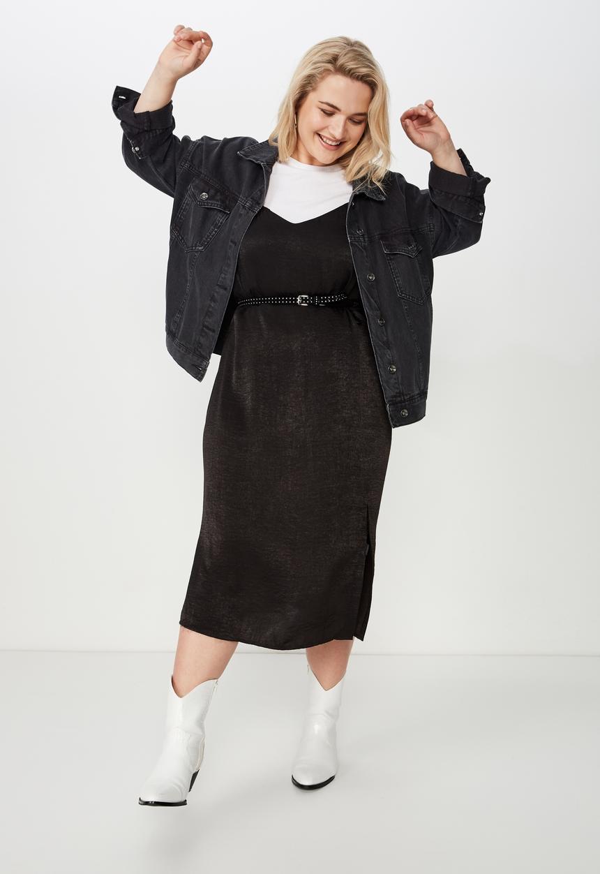 Cotton On - Curve slip dress  - black