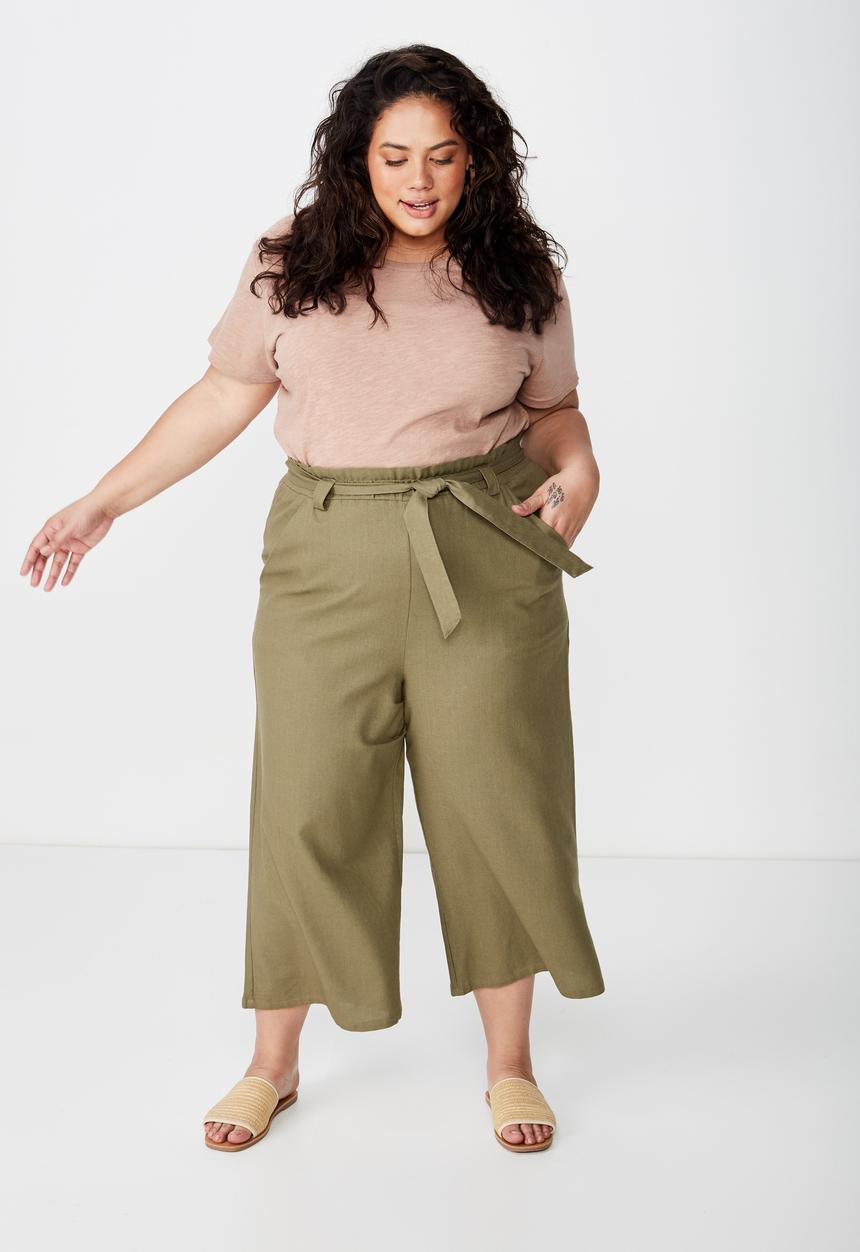 Cotton On - Curve paper bag culotte  - green