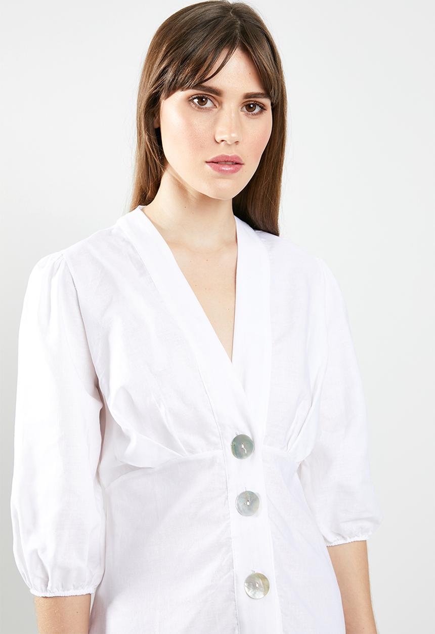 STYLE REPUBLIC - Volume sleeve front button dress - off white