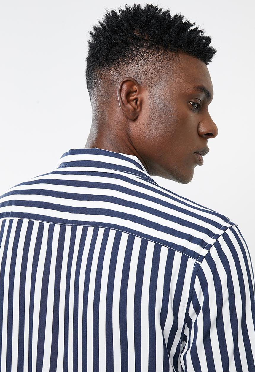 Only & Sons - Wayne short sleeve striped viscose shirt - navy