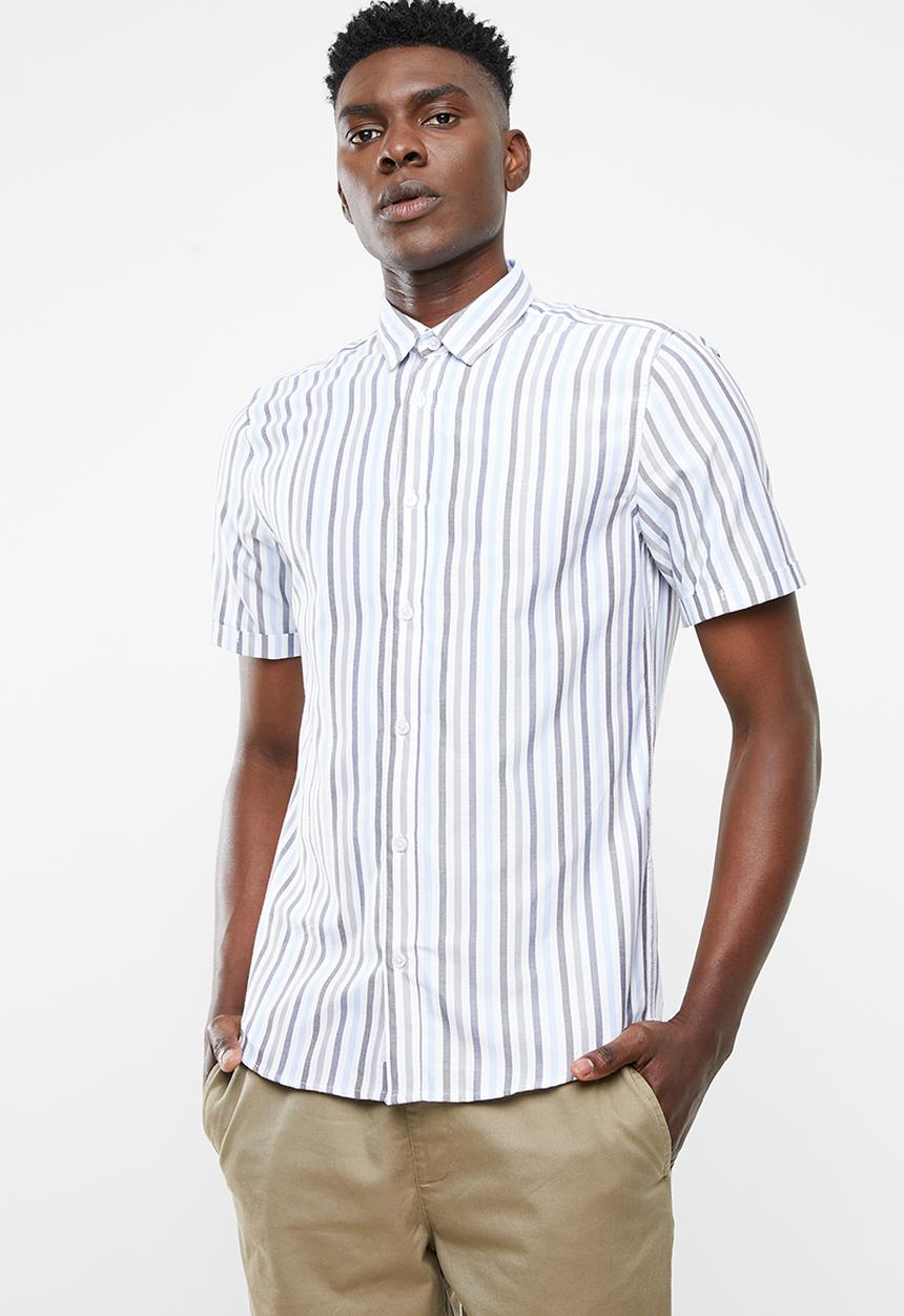 Only & Sons - Travis short sleeve striped shirt - blue