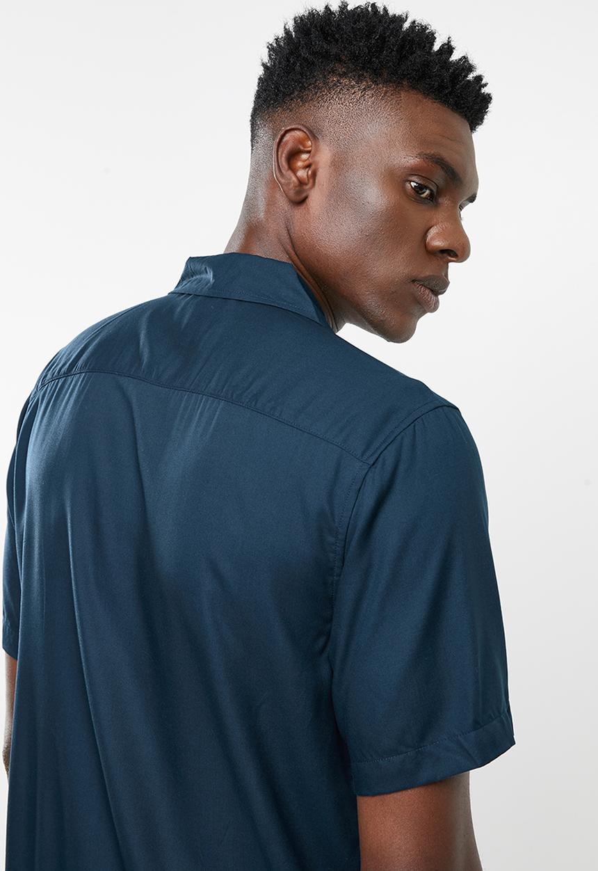 Only & Sons - Mark short sleeve short viscose striped shirt - navy