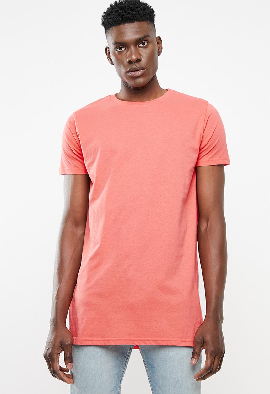 Brave Soul - Harrele longer length tee - coral pink