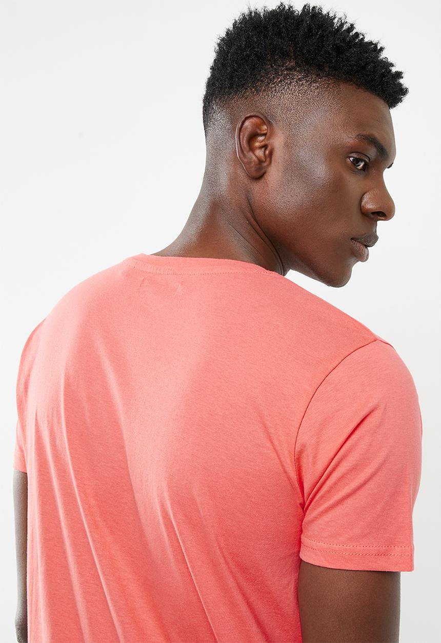 Brave Soul - Harrele longer length tee - coral pink