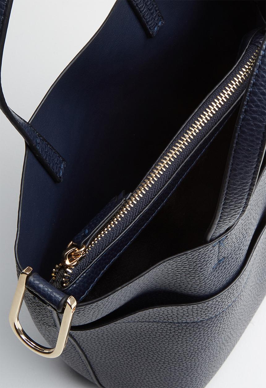 MANGO - Pebbled shopper bag - navy