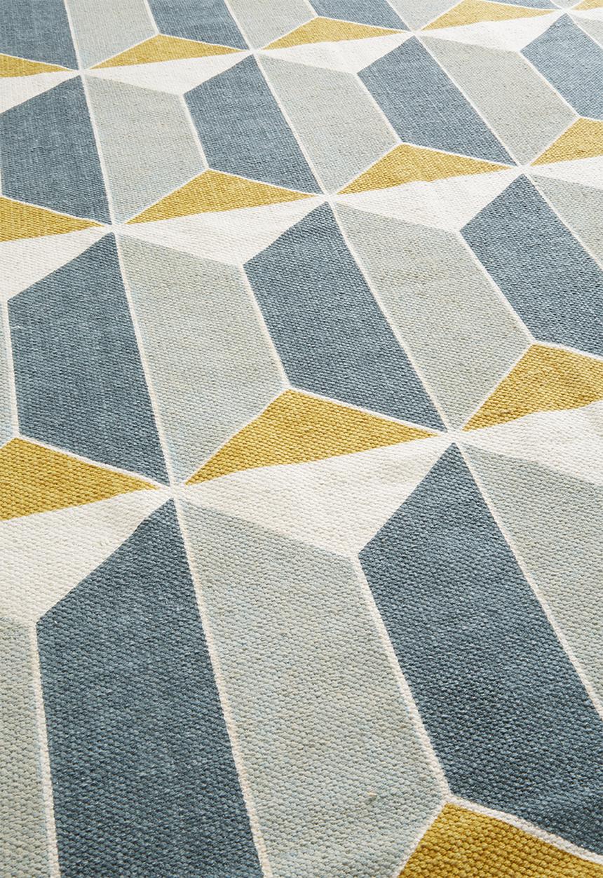 Sixth Floor - Reine printed rug - grey & yellow