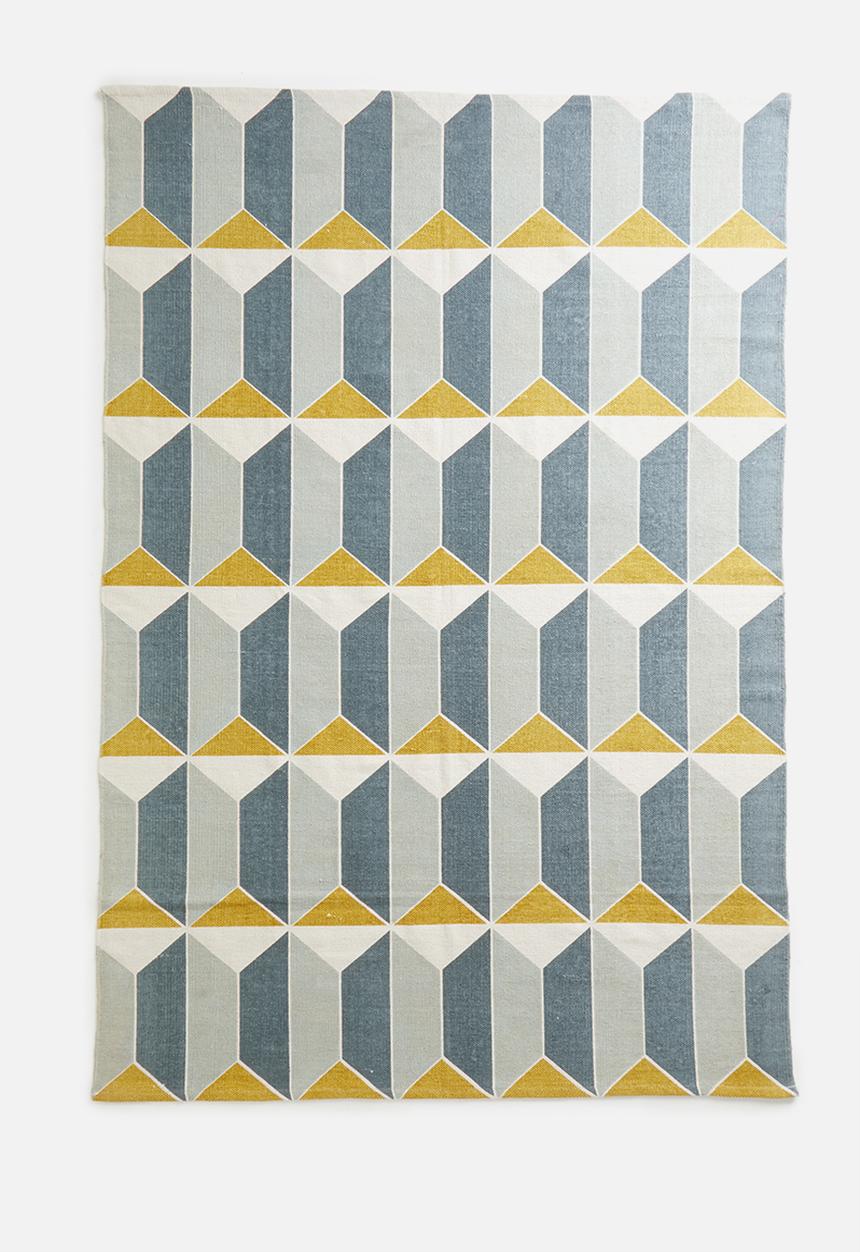 Sixth Floor - Reine printed rug - grey & yellow