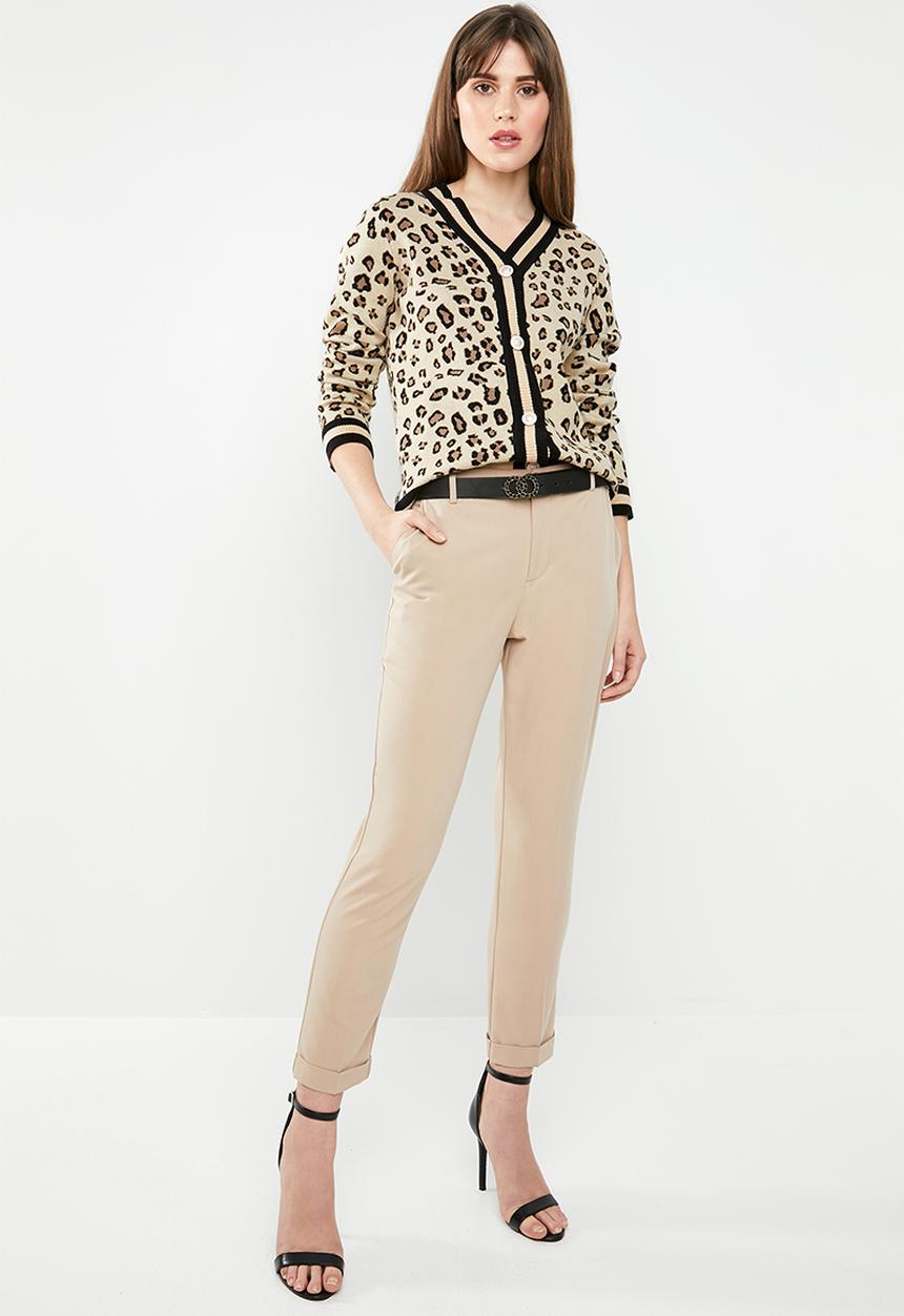 SISSY BOY - Animal print knit cardigan - beige & black 