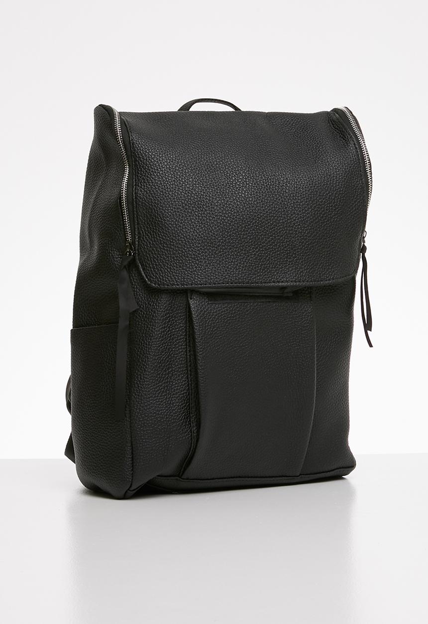 Superbalist - Zip detail faux leather backpack - black