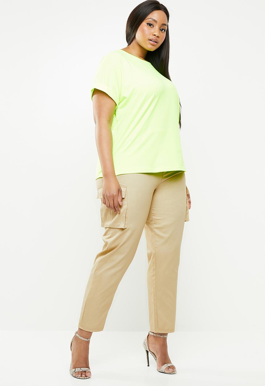 Missguided - Curve straight leg cargo trousers - beige