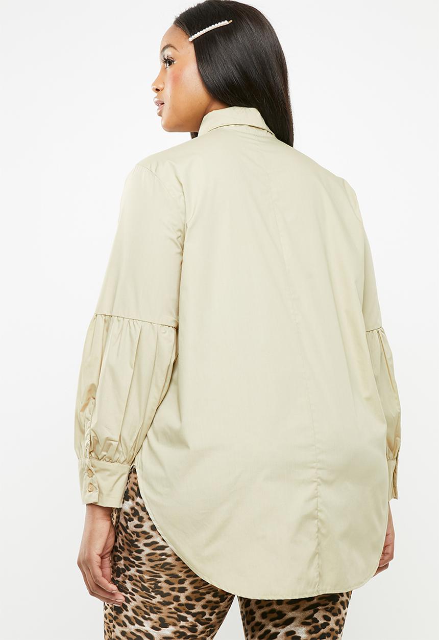 Superbalist - Volume sleeve shirt - beige 