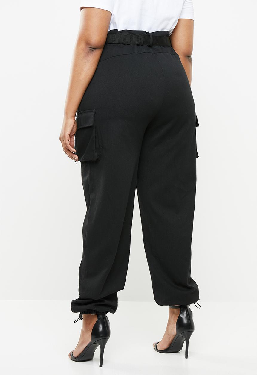 Missguided - Curve seat belt cargo trousers - black