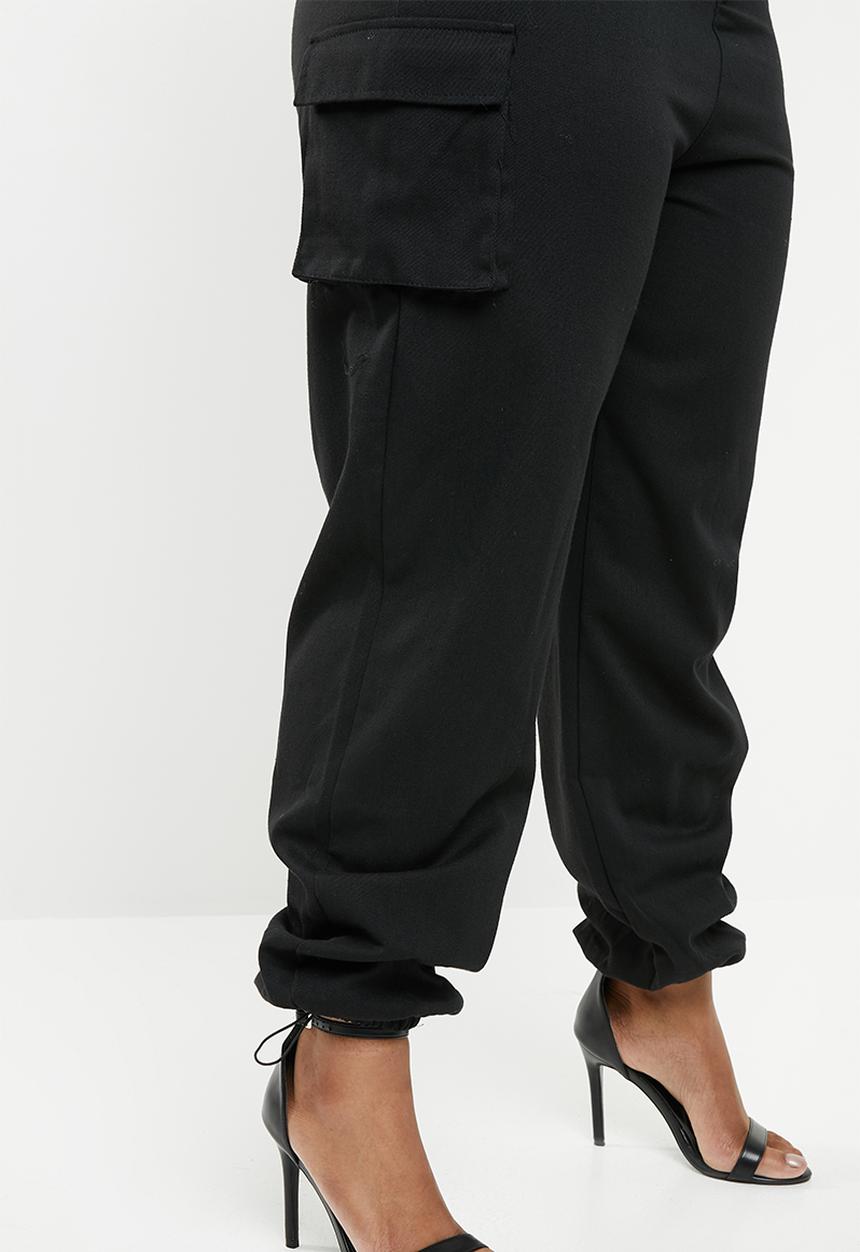 Missguided - Curve seat belt cargo trousers - black