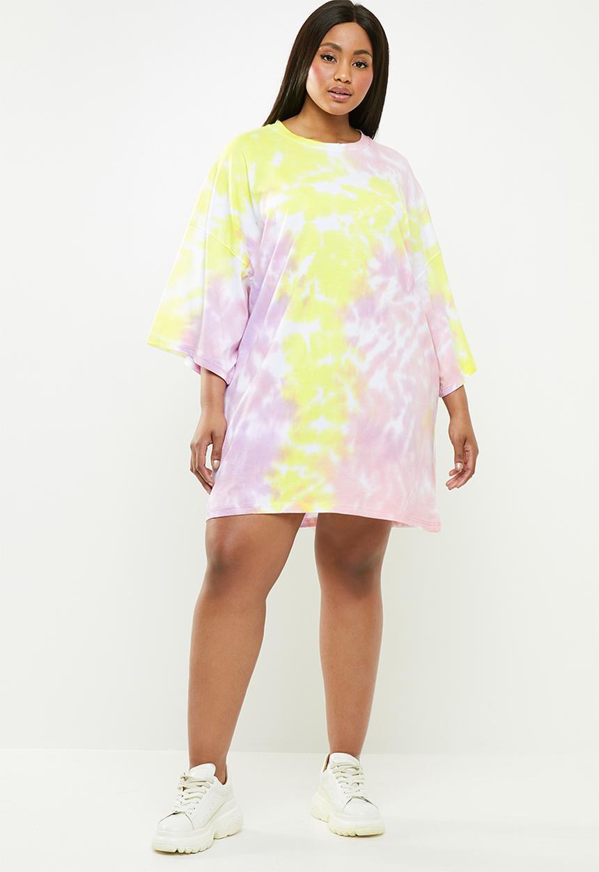 Missguided - Curve tie dye T-shirt dress - multi