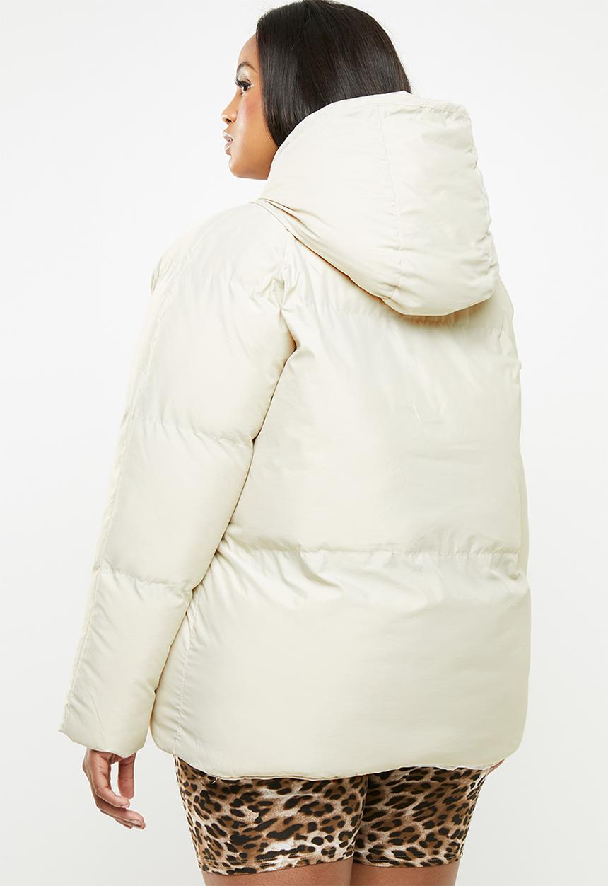 Missguided - Ultimate hooded puffer jacket - cream