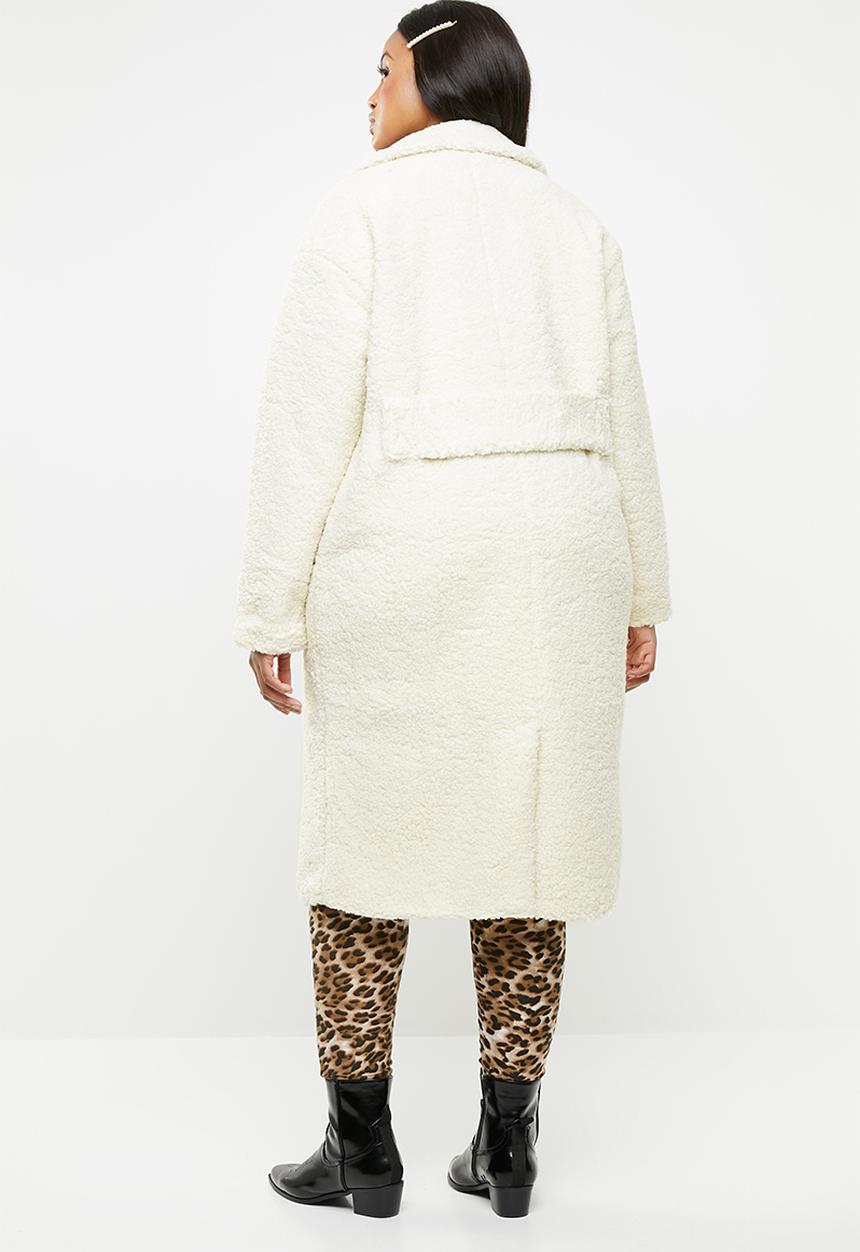 Missguided - Longline borg coat - cream