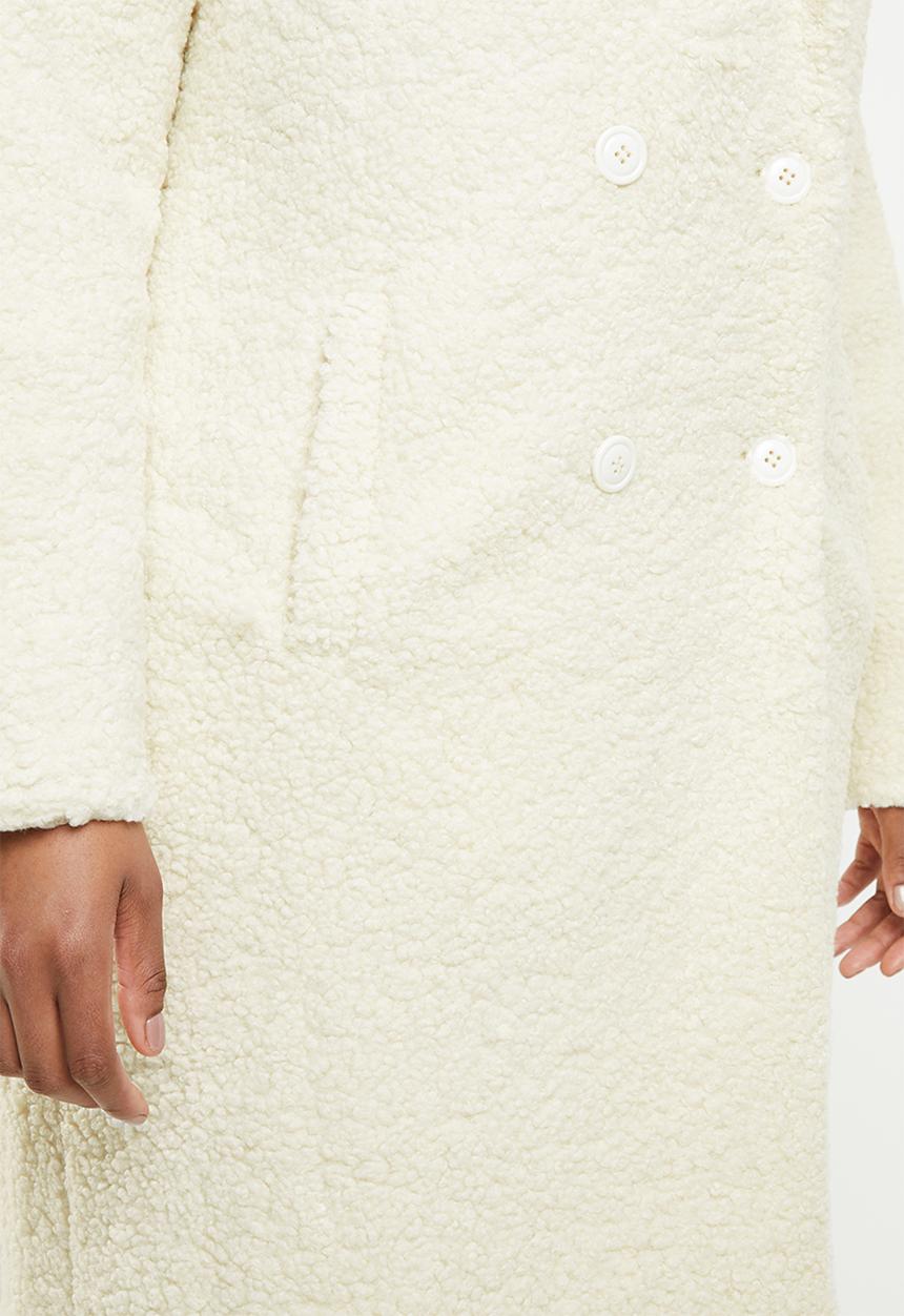 Missguided - Longline borg coat - cream