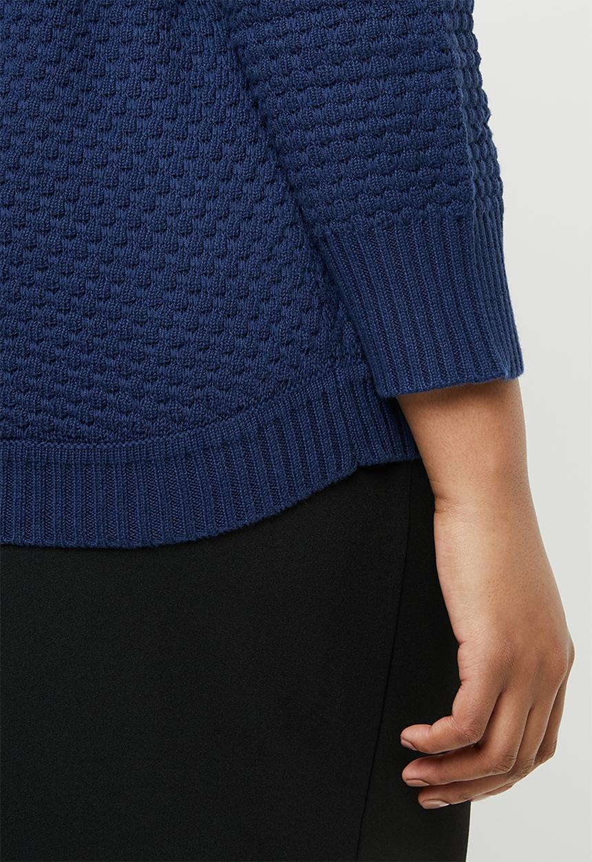 STYLE REPUBLIC PLUS - Textured crew neck knit - navy