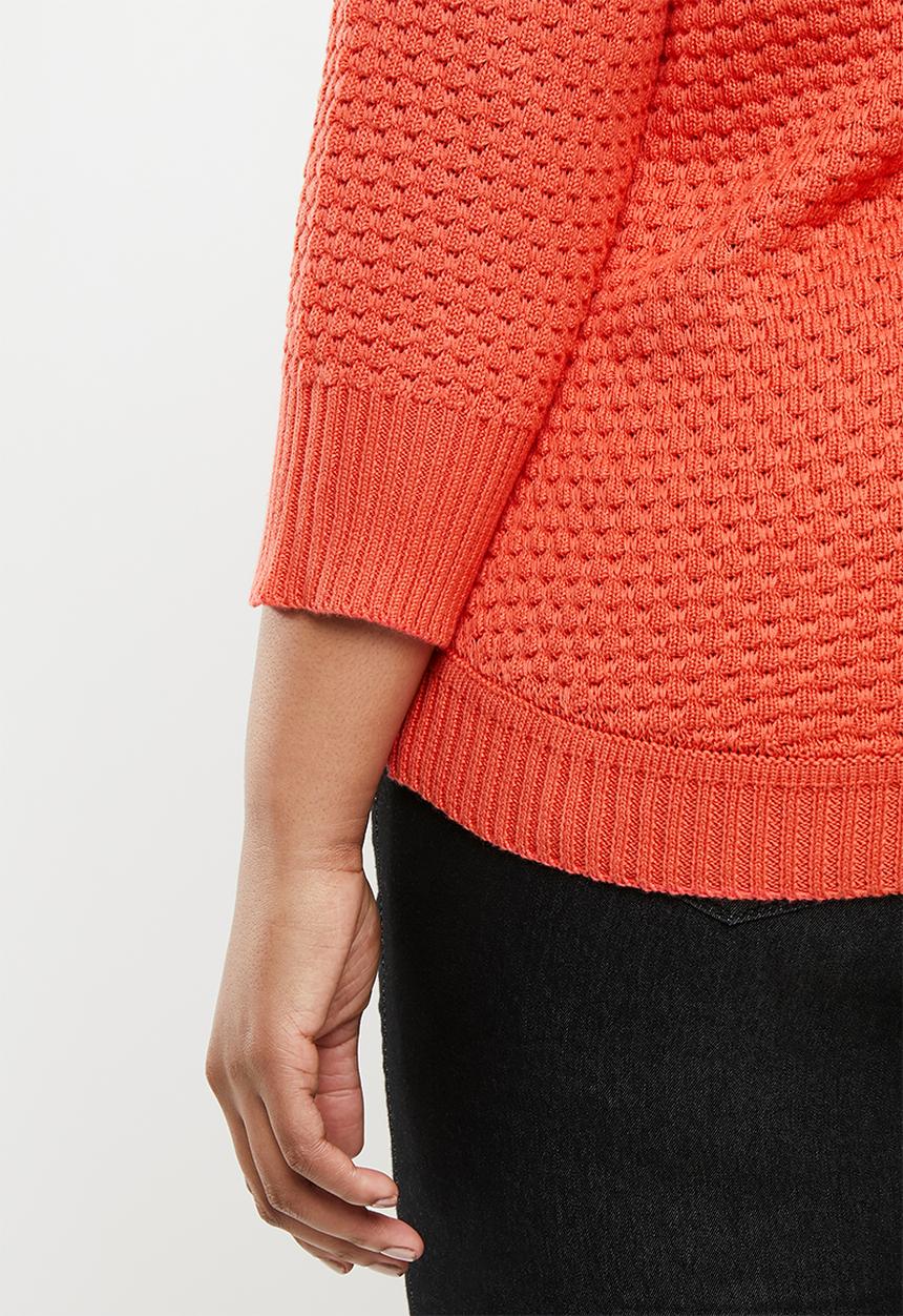 STYLE REPUBLIC PLUS - Textured crew neck knit - coral