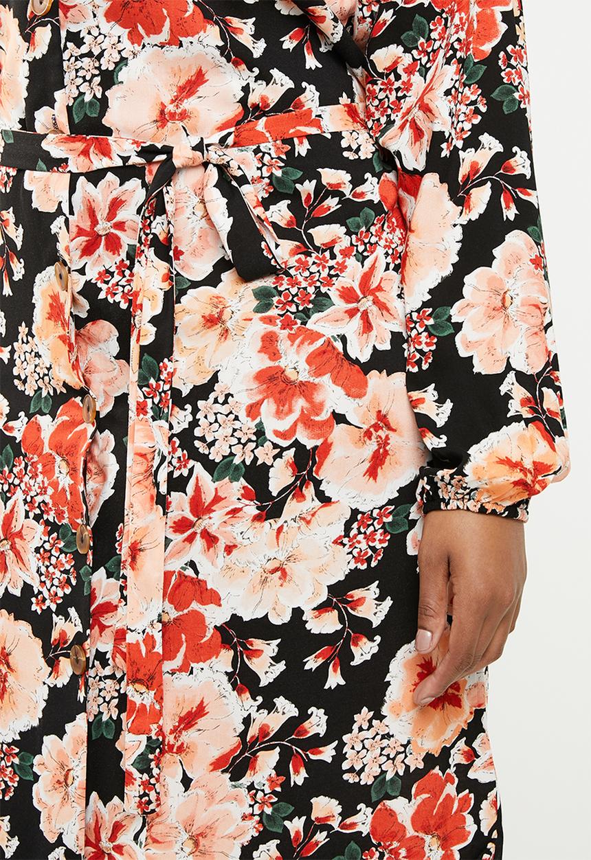 STYLE REPUBLIC PLUS - Asymetrical button dress - multi