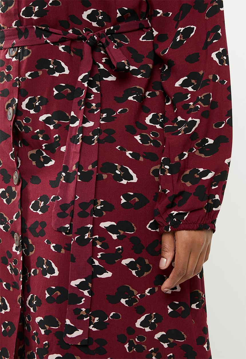 STYLE REPUBLIC PLUS - Asymetrical button dress - burgundy
