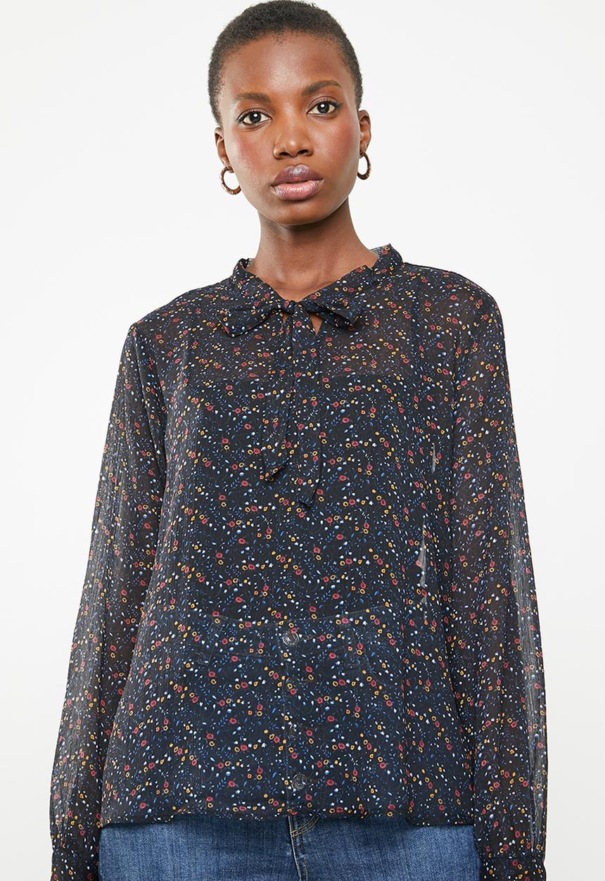 ONLY - Rachel longsleeve bow top - multi