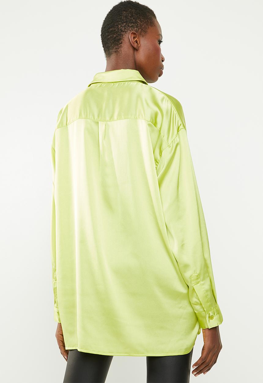 Missguided - Satin oversized shirt - green