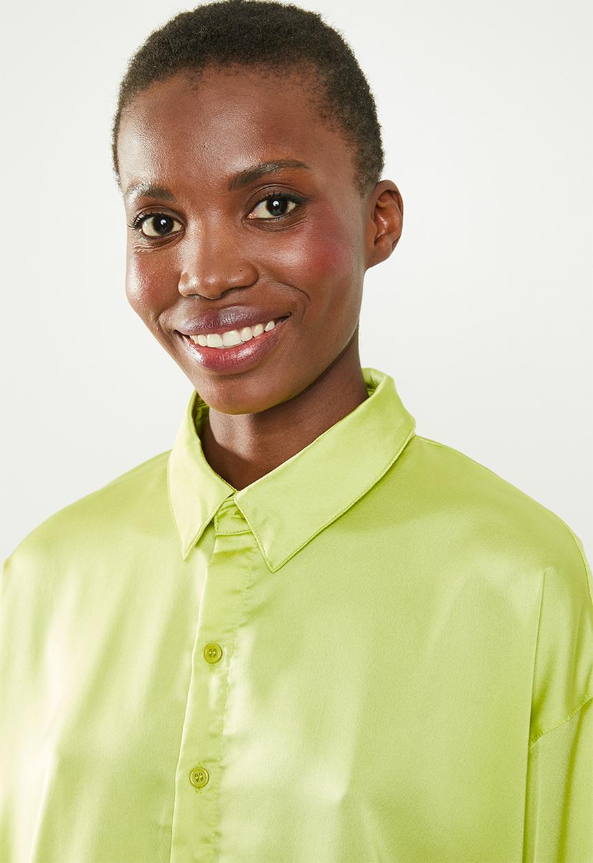 Missguided - Satin oversized shirt - green